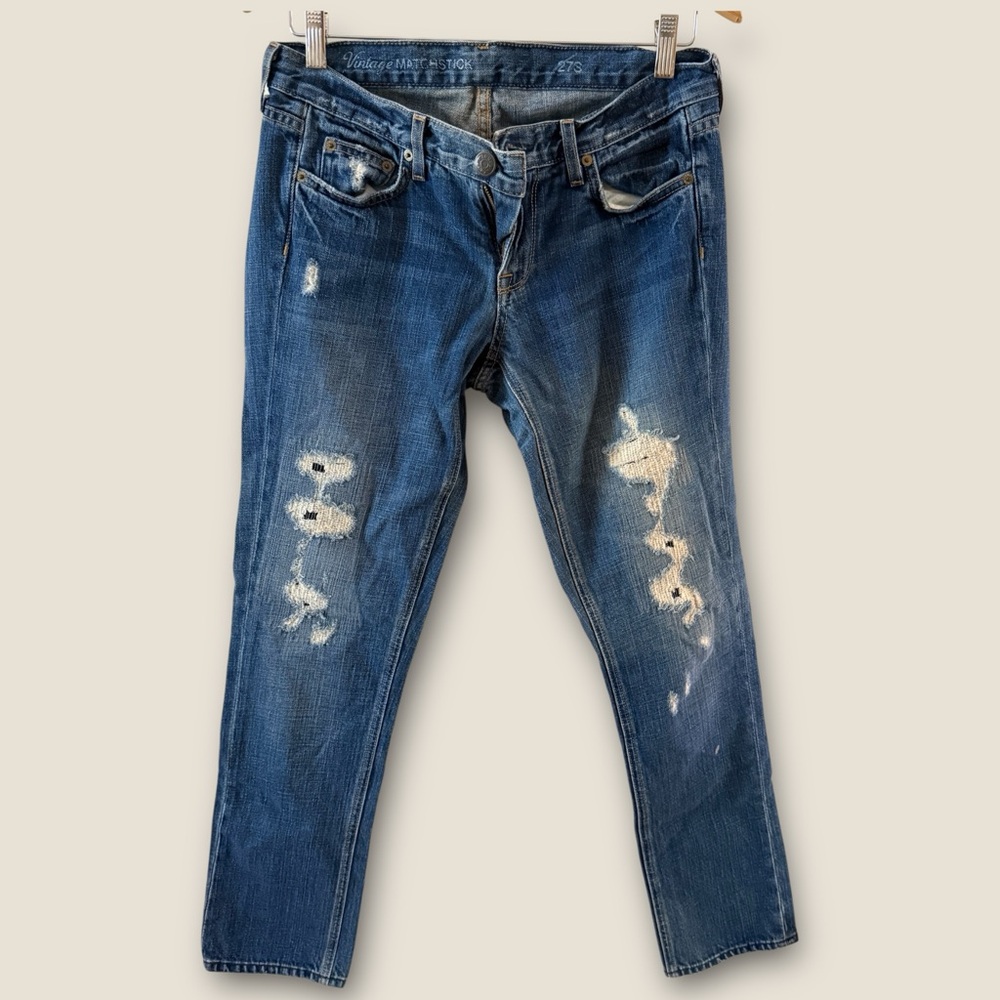 J. Crew Vintage Matchstick Dark Blue Distressed Jeans